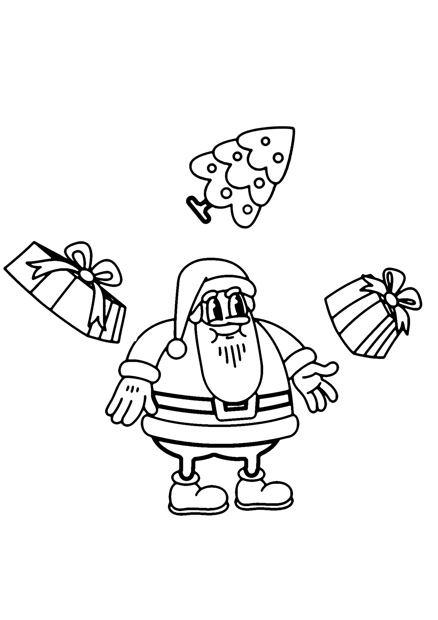 Santa Claus With Gifts Coloring page