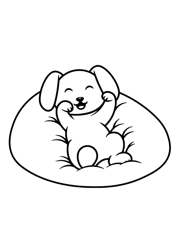 Cute Dog Lying On Pillow Cartoon Coloring Pages