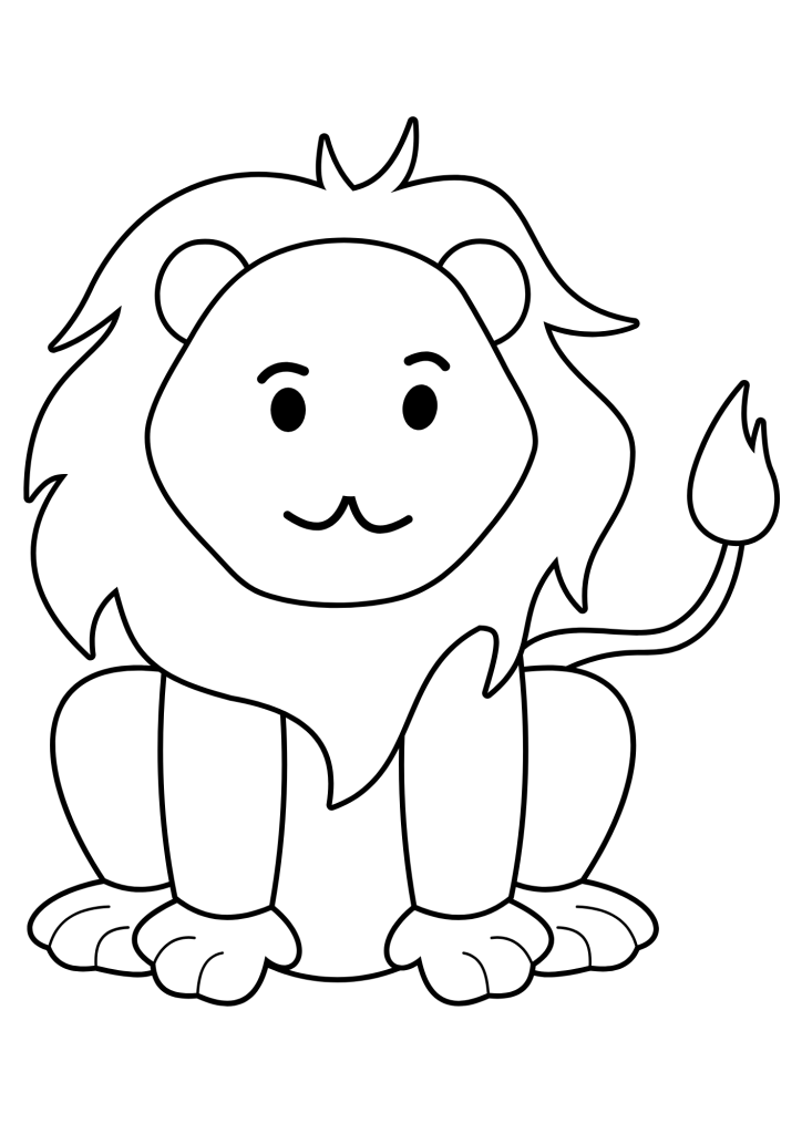 Cute Lion Character Coloring Page