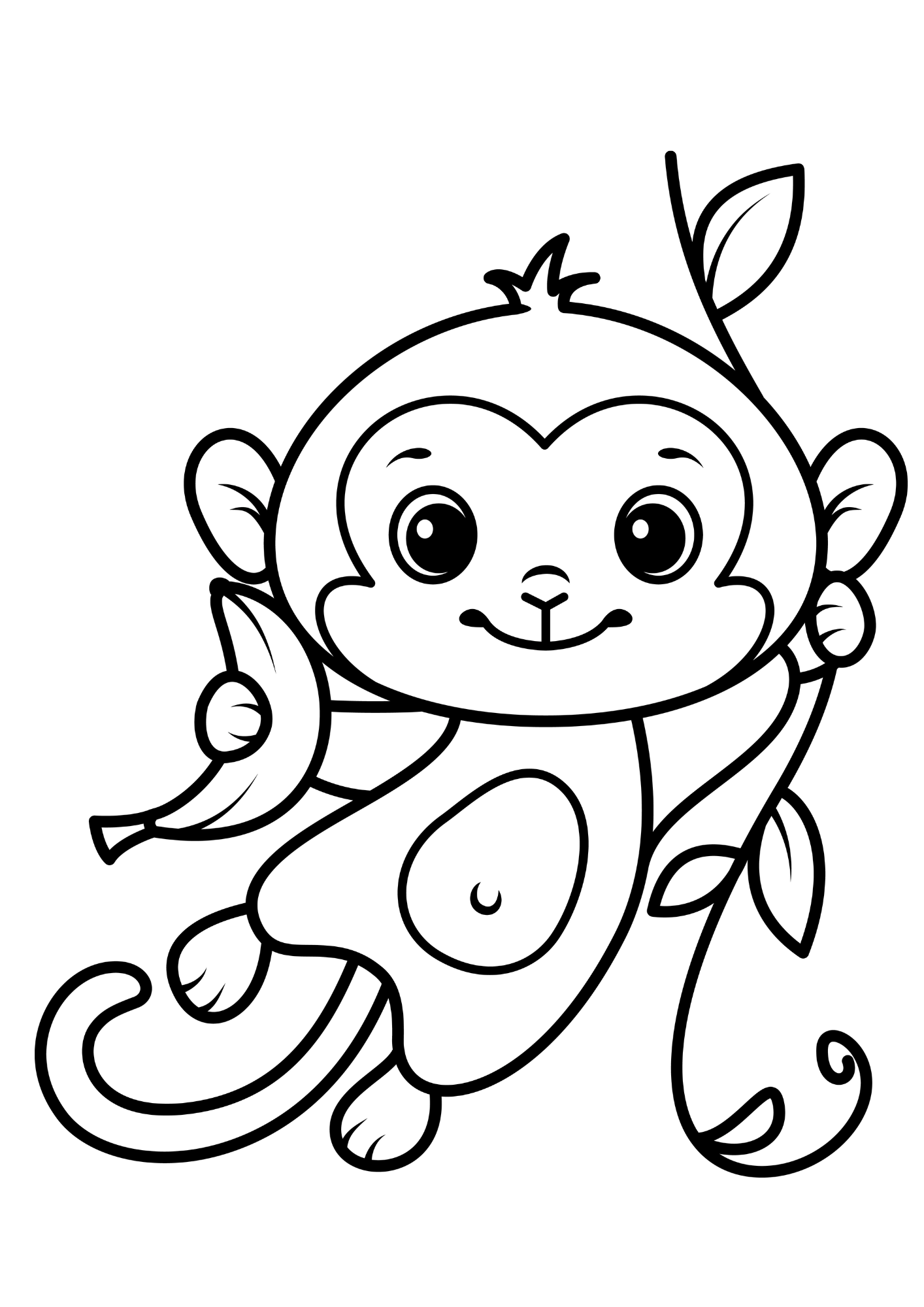Happy Monkey Coloring Page