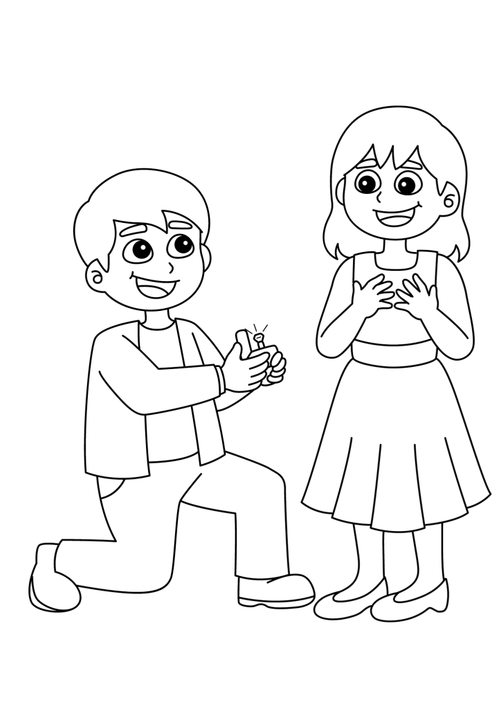 Wedding Proposal Coloring Page For Kids