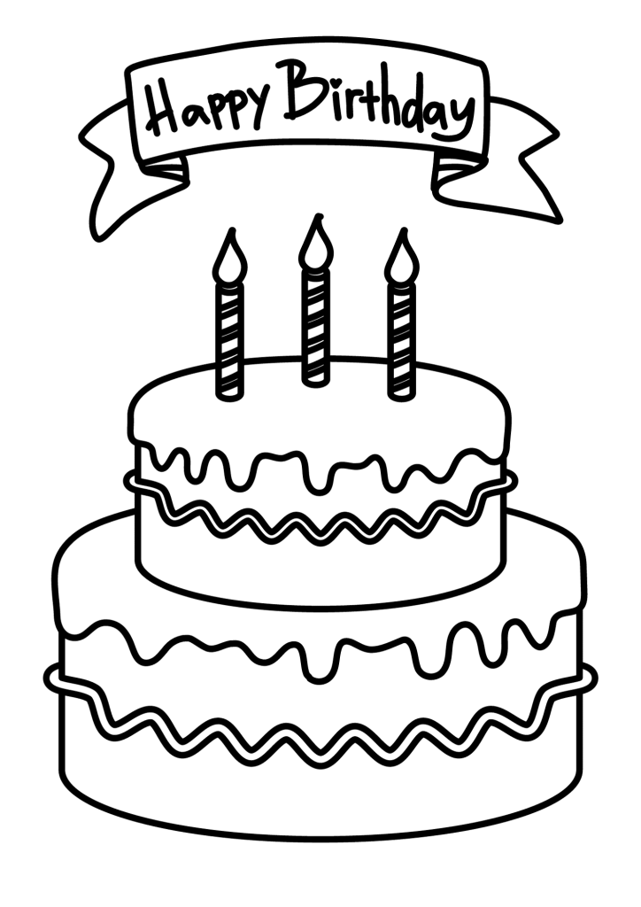Beautiful Happy Birthday Cake Coloring Page