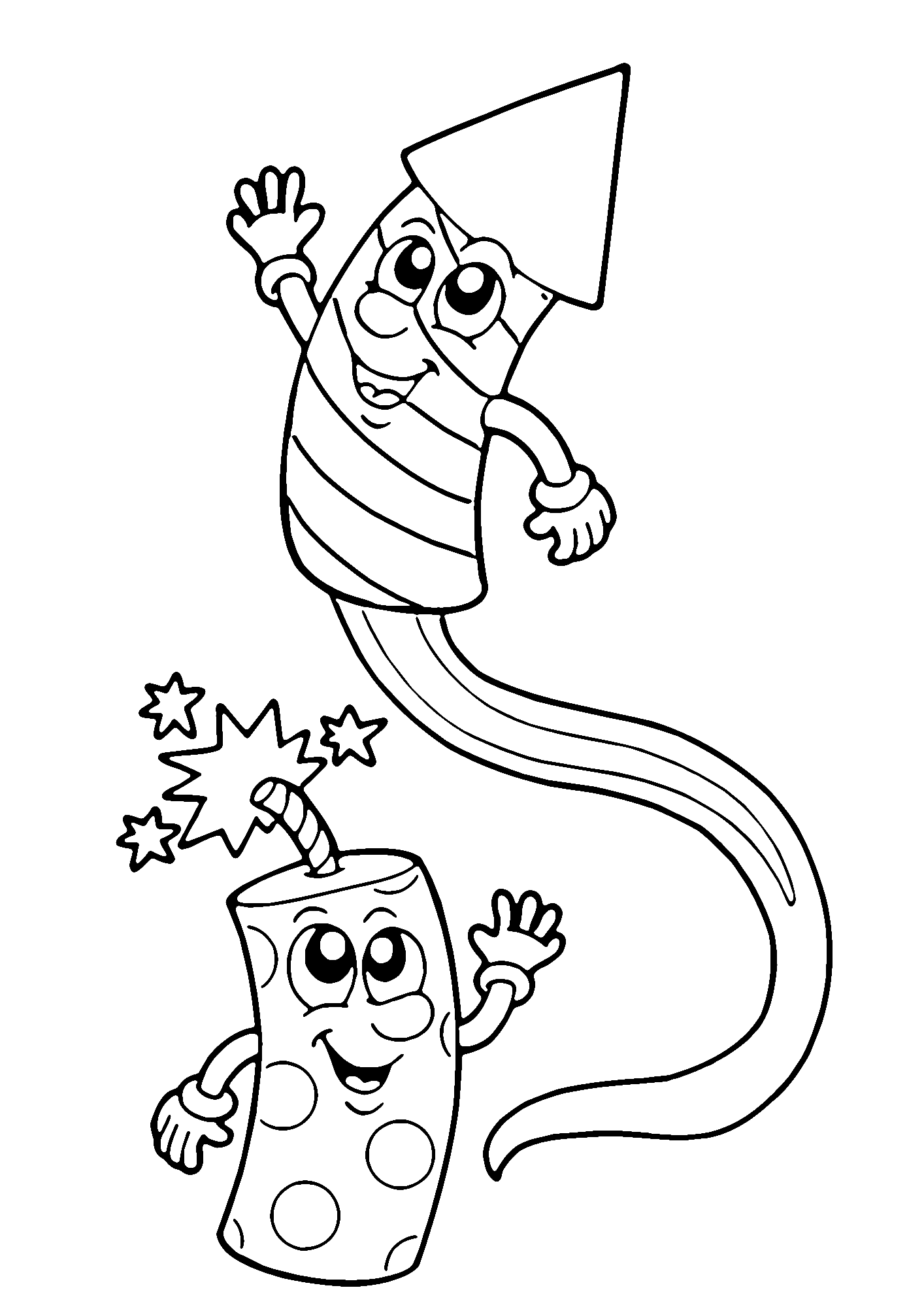 Black And White Firework Coloring Page