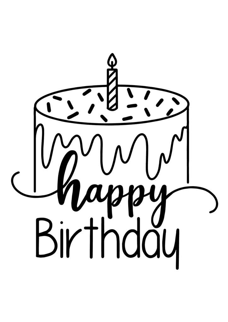 Cake Happy Birthday Wishes Coloring Page