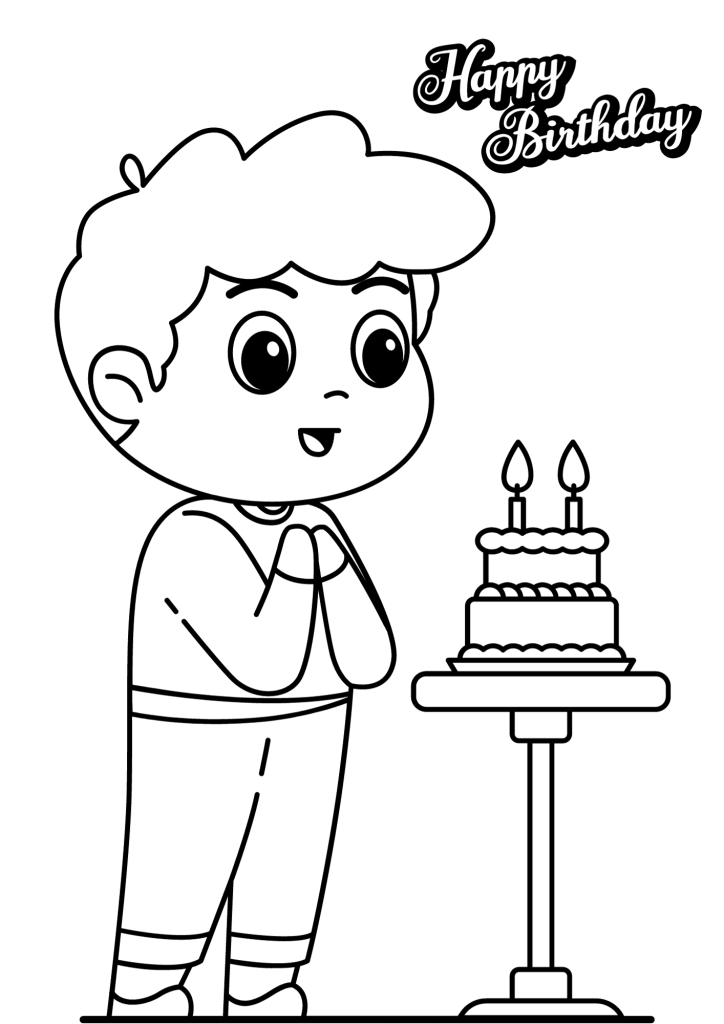 Cartoon Happy Birthday To Boy Coloring Page
