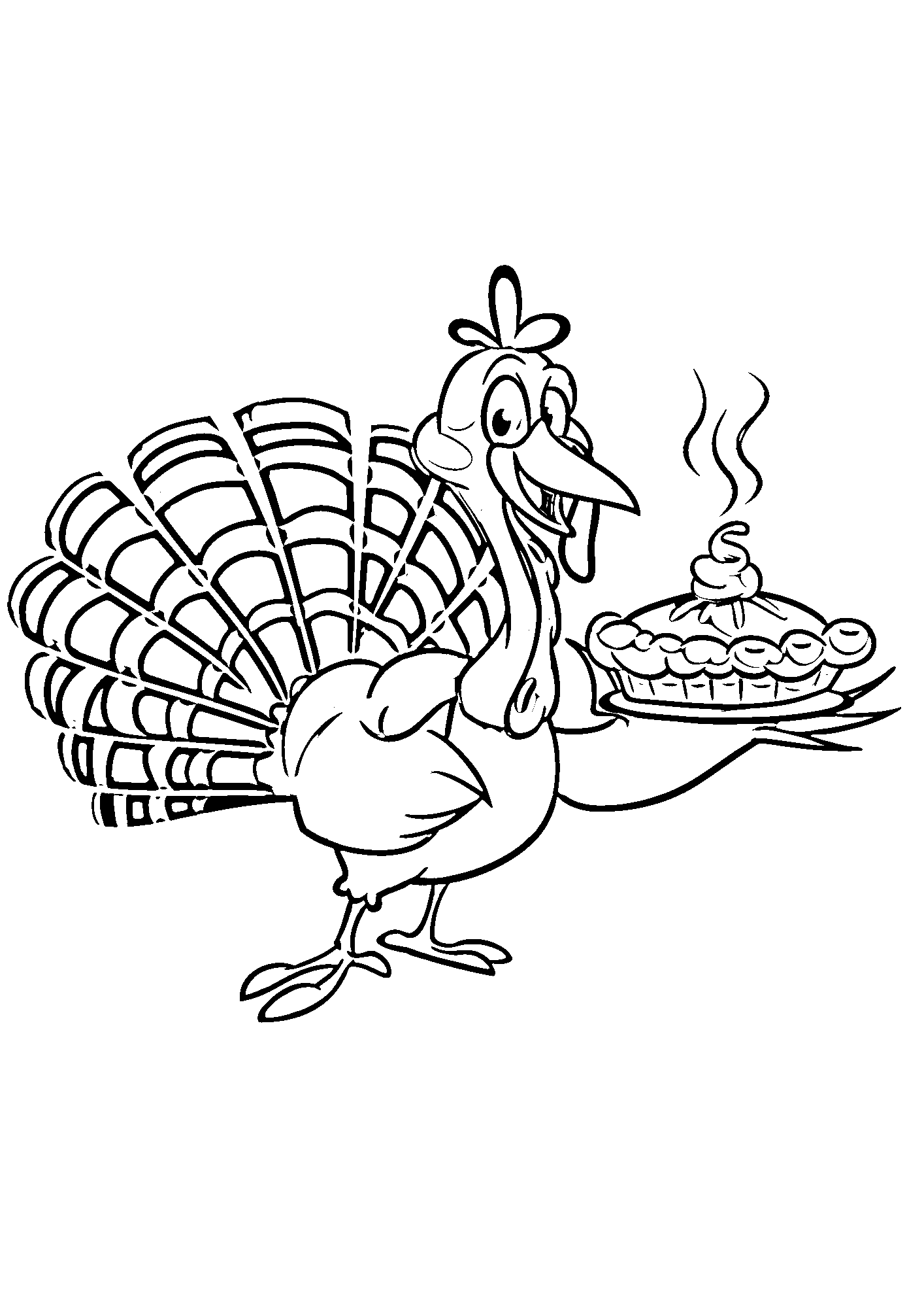 Cartoon Turkey Thanksgiving Coloring Page