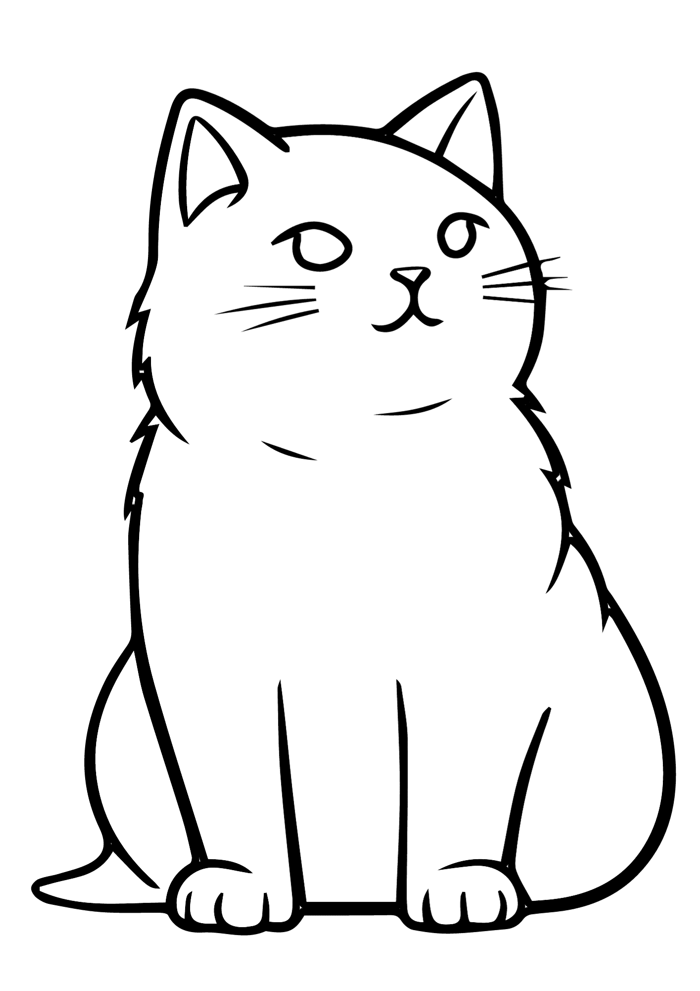 Cat Coloring Page For Children