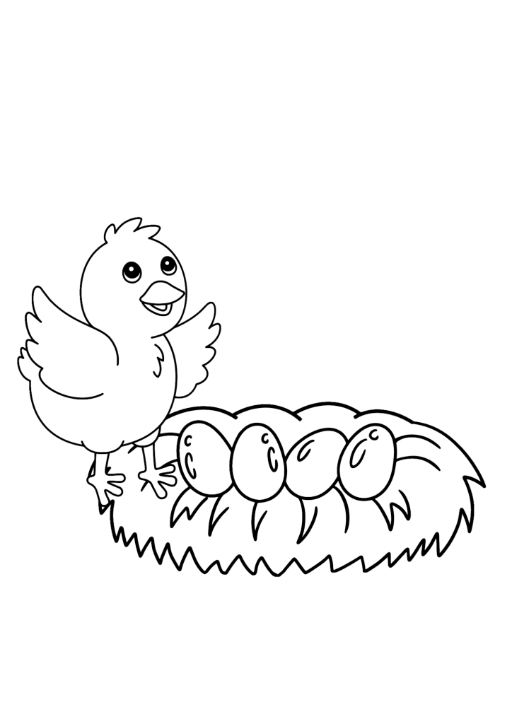 Chick And Eggs Coloring Page