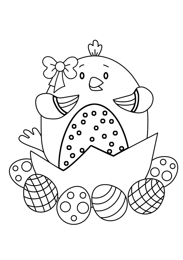 Chick In Easter Egg Coloring Page