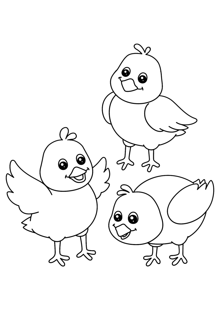 Chicks Painting Coloring Page