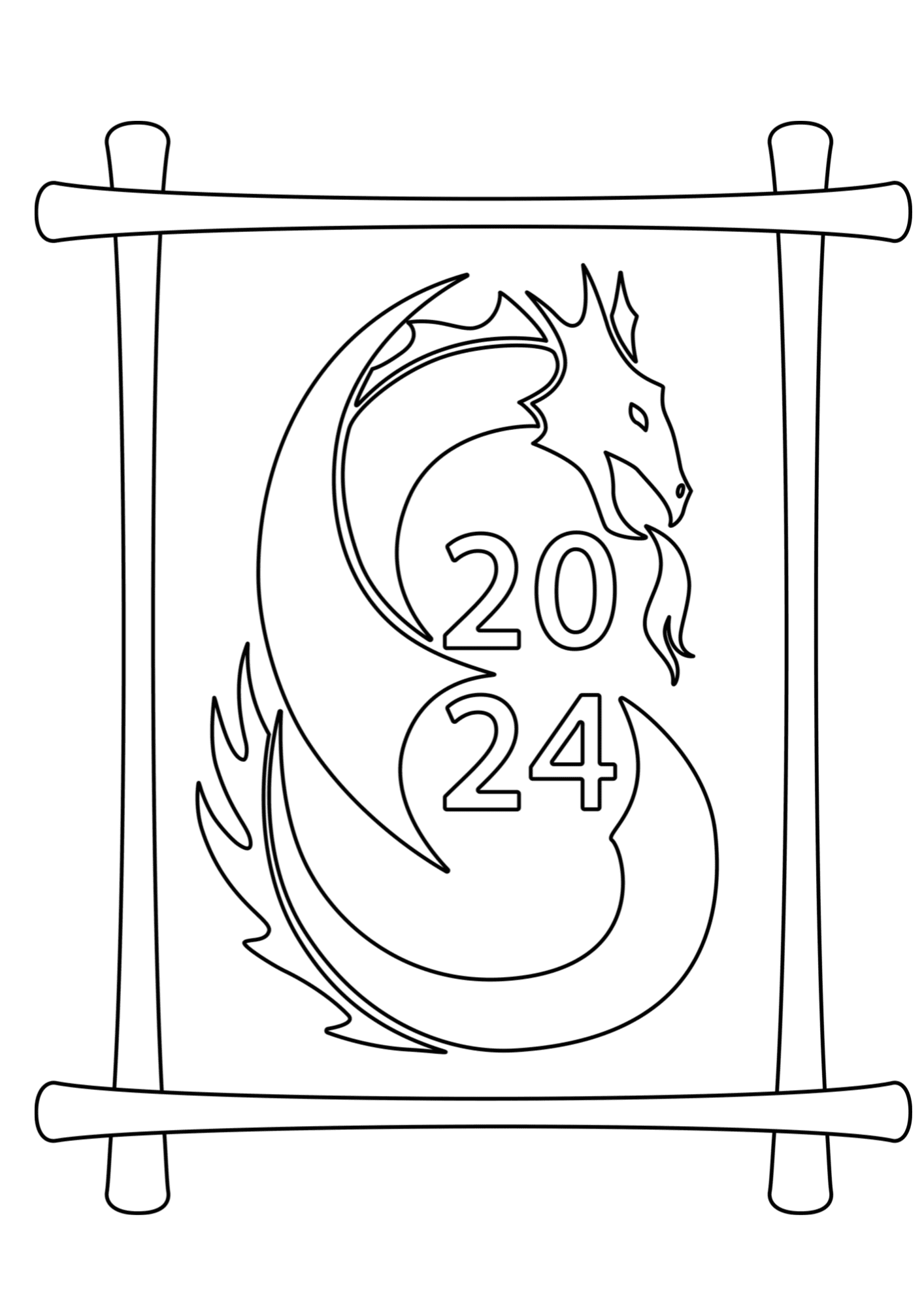 Chinese New Year 2024 Free Coloring Page