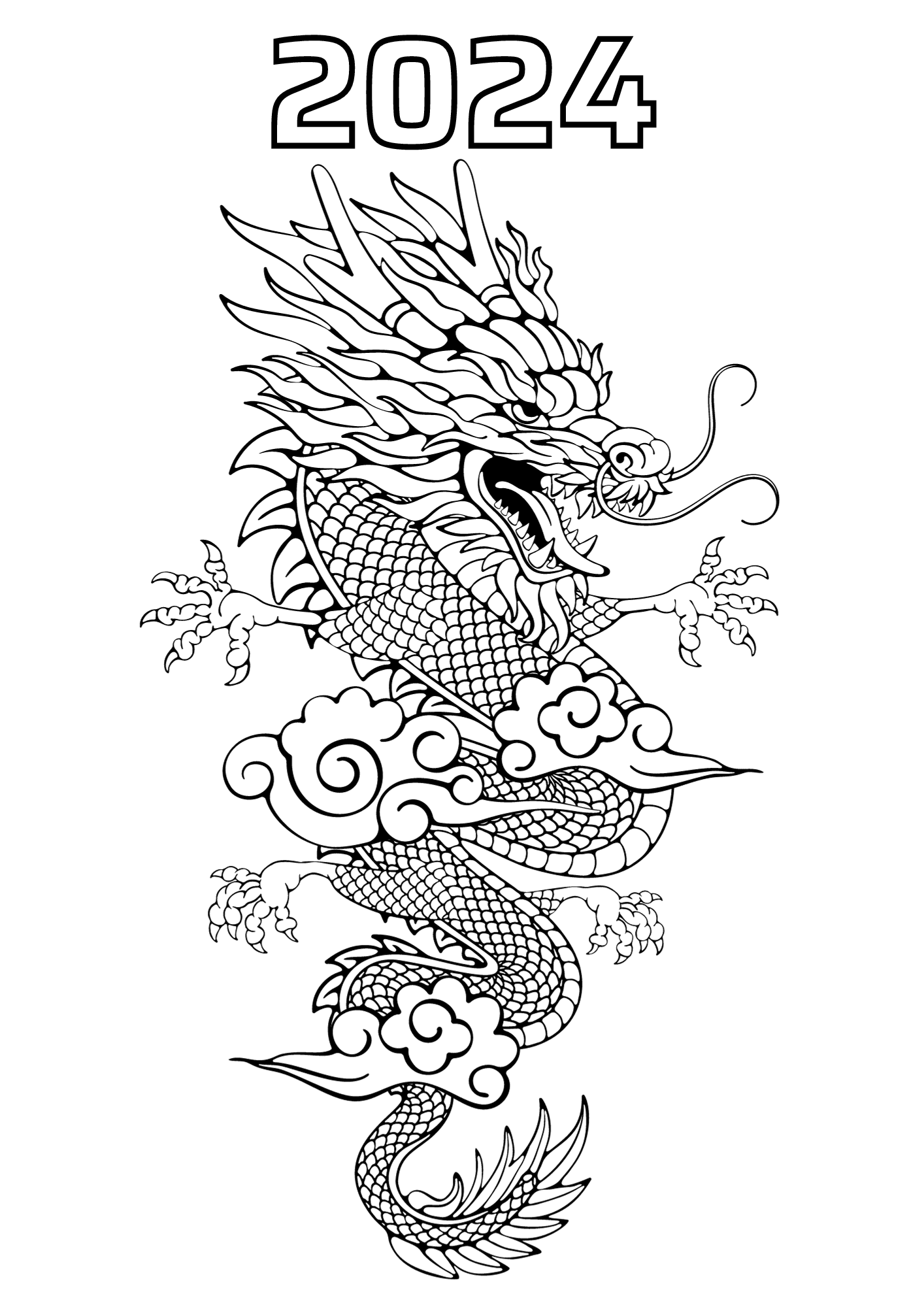 Chinese New Year Holidays 2024 Coloring Pages