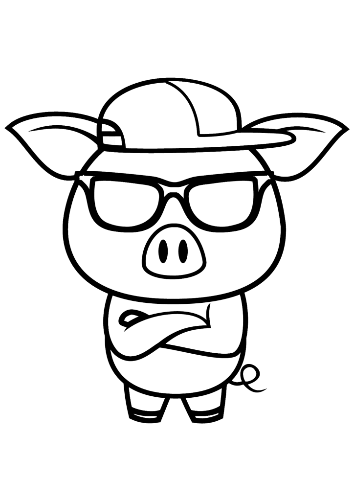 Cool Pig Free Coloring Pages