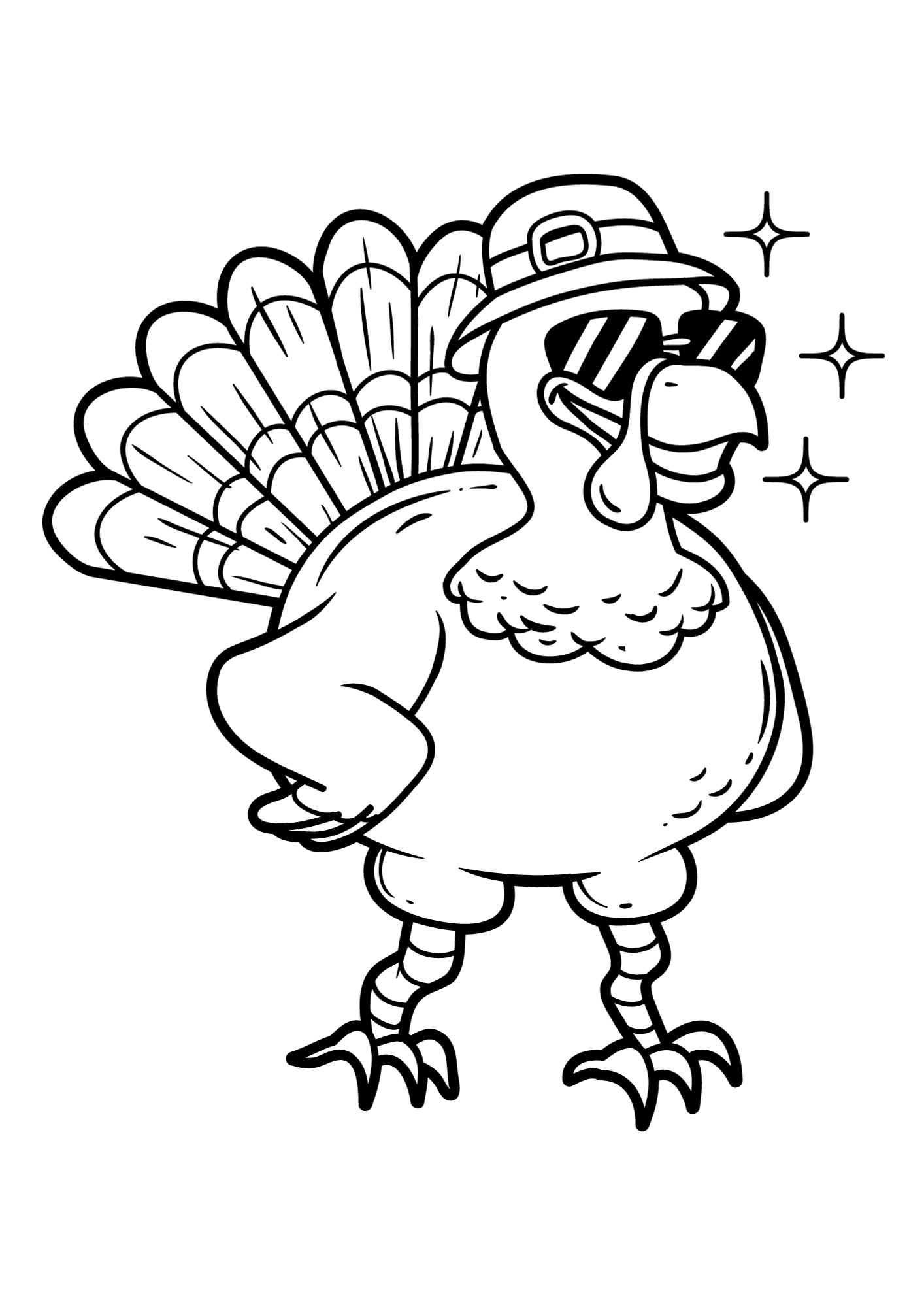 Cool Turkey Thanksgiving Food Coloring Page