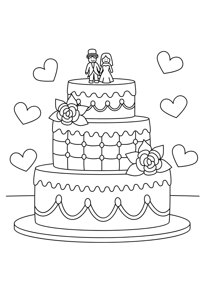 Couple Wedding Cake Coloring Page