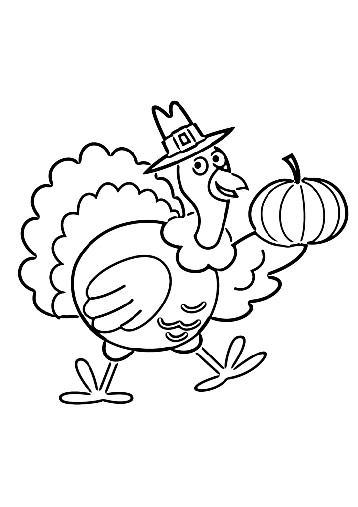 Cute Turkey Thanksgiving Day Coloring Page