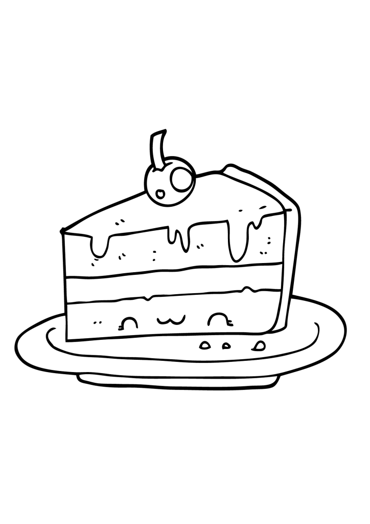 Cute Cake Happy Birthday Coloring Page