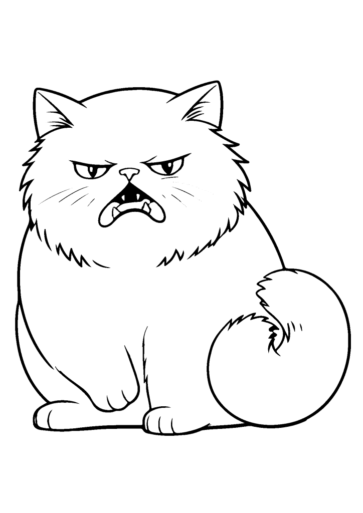 Cute Fat Cat For Children Coloring Page
