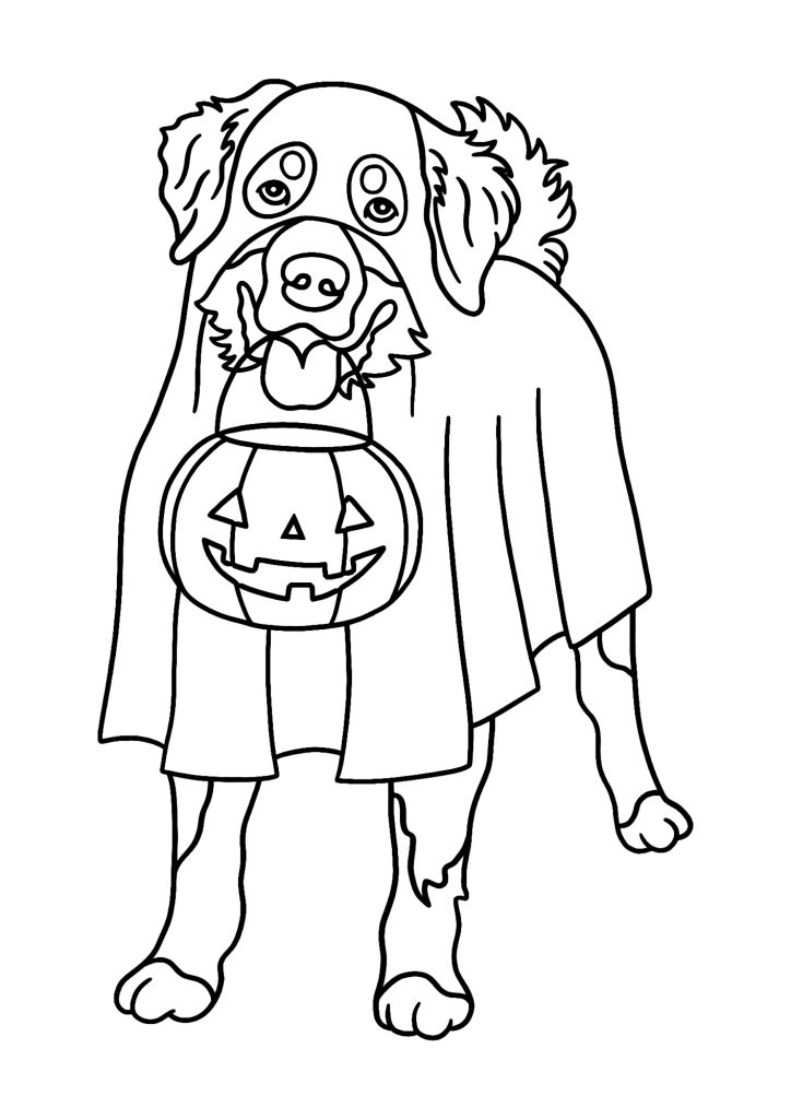 Cute Halloween Dog Painting Coloring Pages