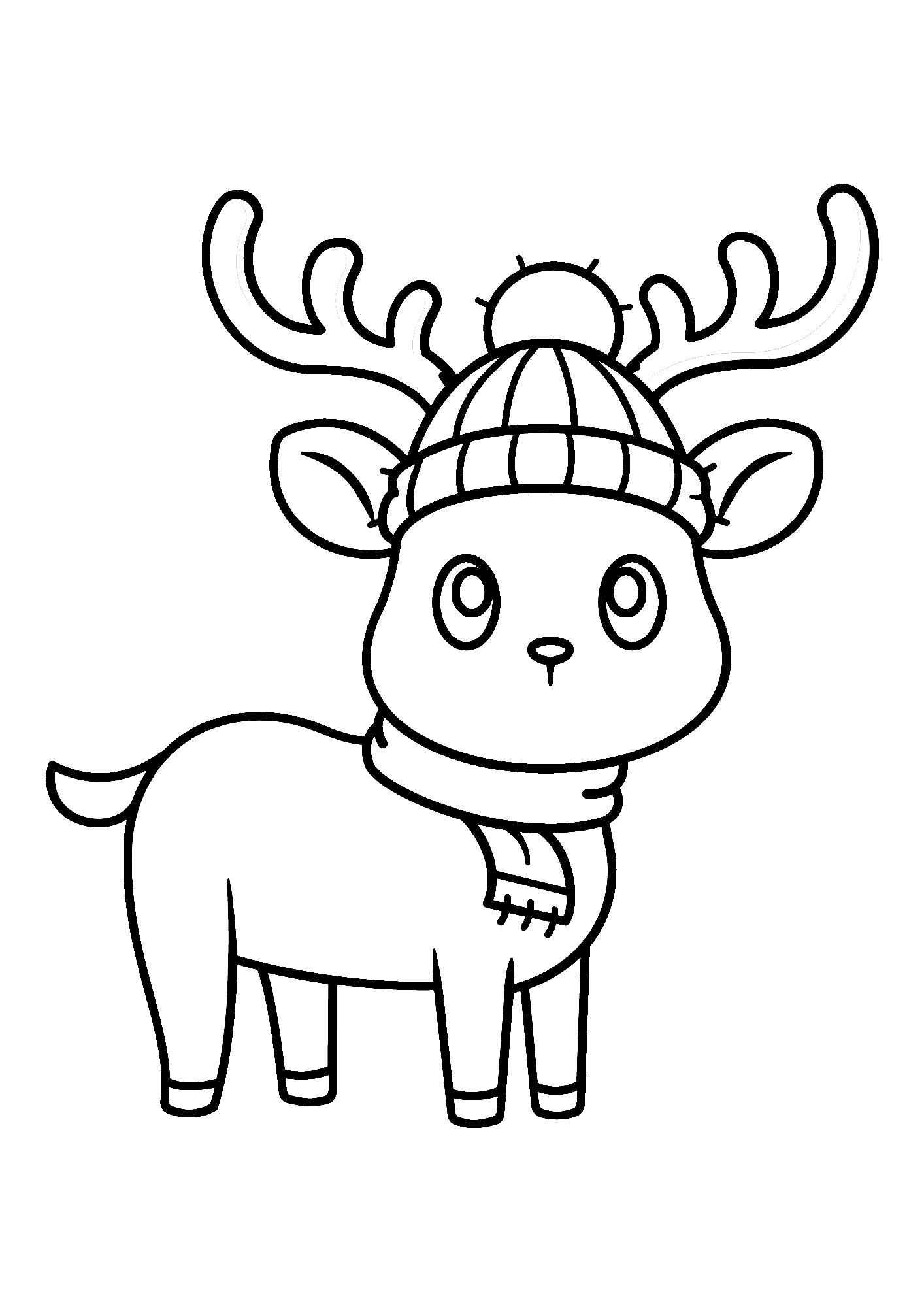 Cute Moose Chirstmas Coloring Pages