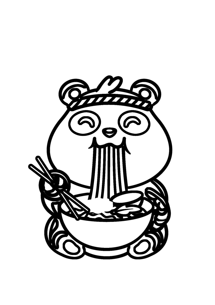 Cute Panda Eating Ramen Noodle Coloring Page