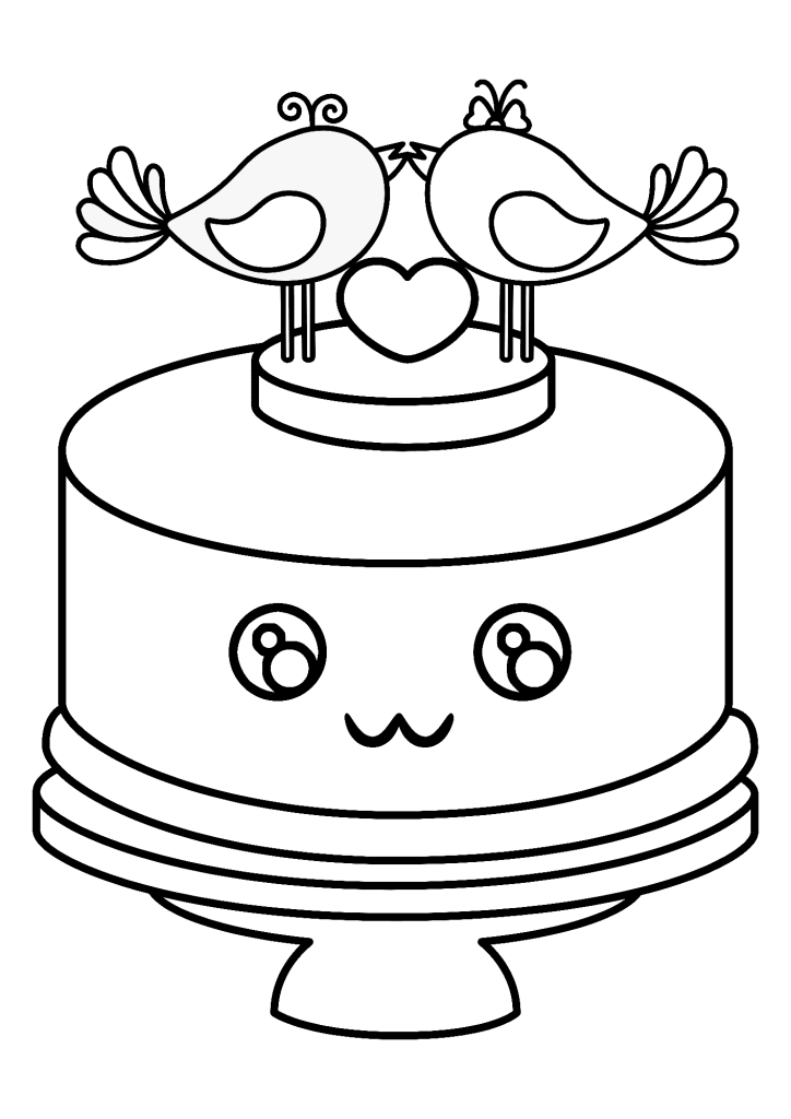 Cute Wedding Cake Drawing Coloring Page