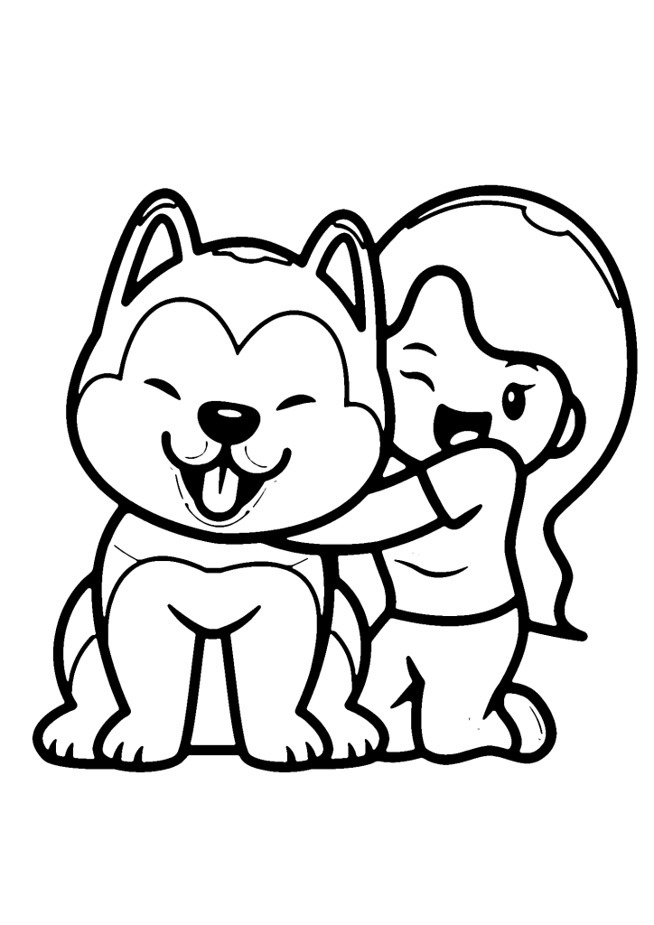 Dog And Girl Coloring Pages
