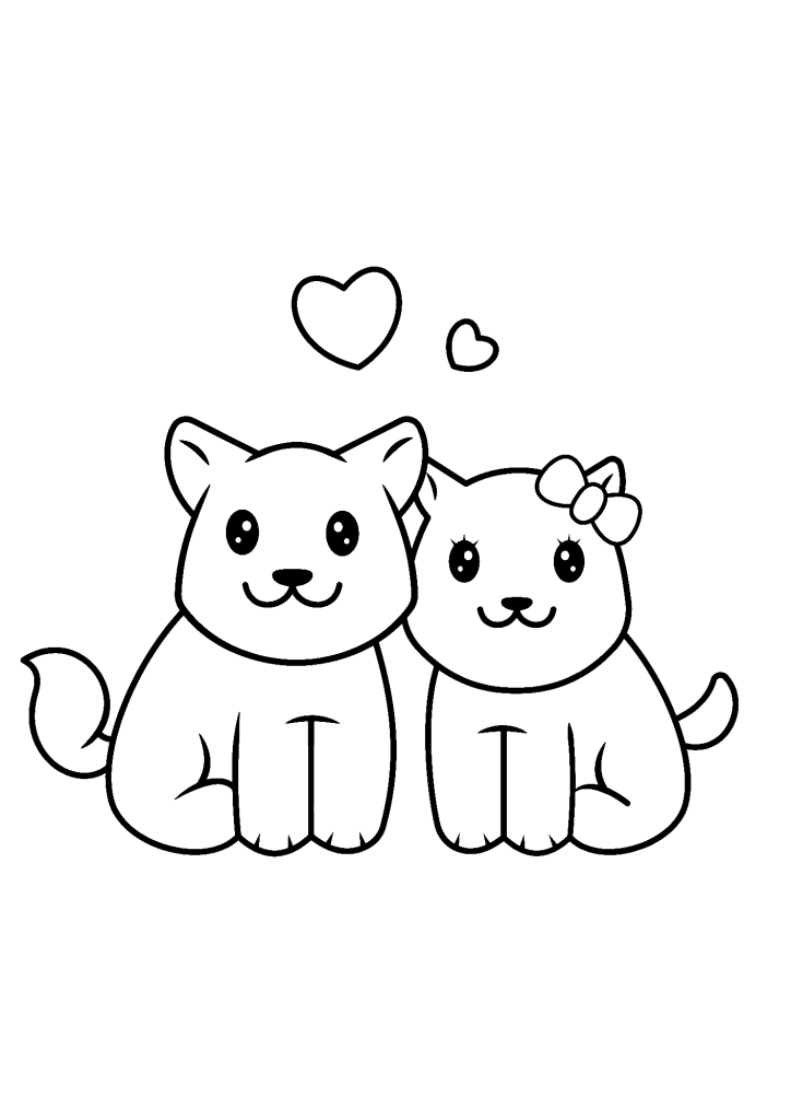 Dog Couple Coloring Pages