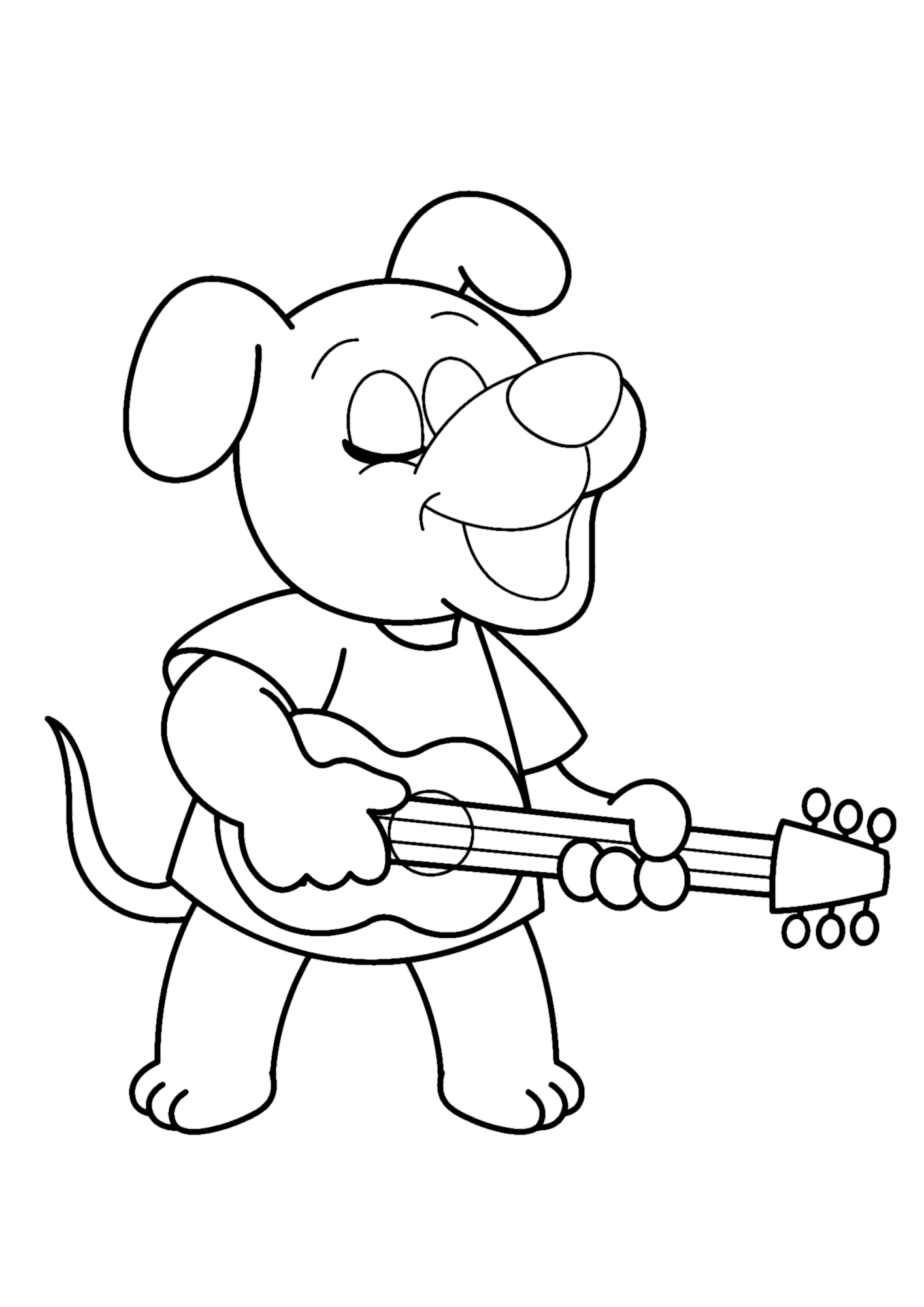 Dog Playing Guitar Coloring Pages