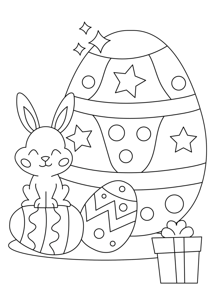 Easter Bunny With Basket Coloring Page