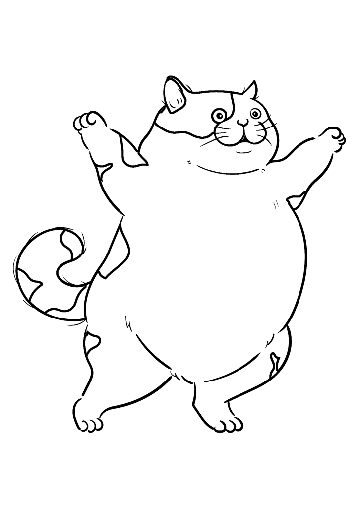 Fat Cat For Kids Coloring Page