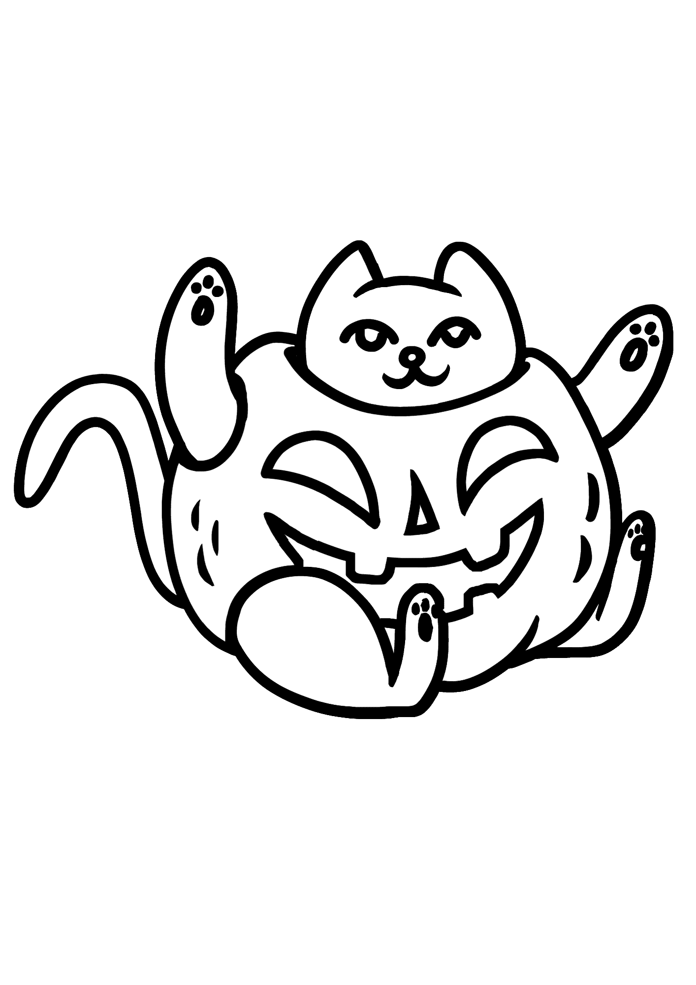 Fat Cat Halloween Coloring Page