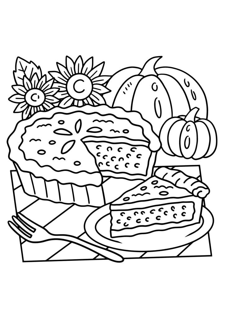 Free Thanksgiving Food Outline Coloring Page