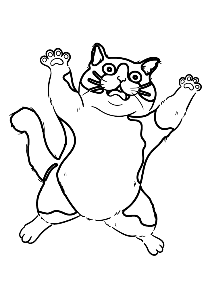 Funny Fat Cat Coloring Page