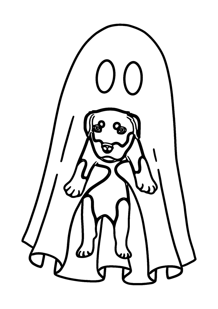 Ghost And Halloween Dogs Coloring Pages