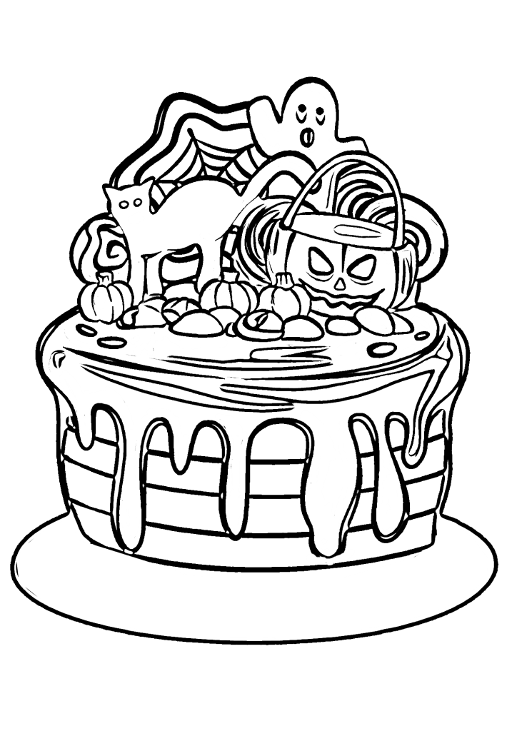 Halloween Party Cake Coloring Pages