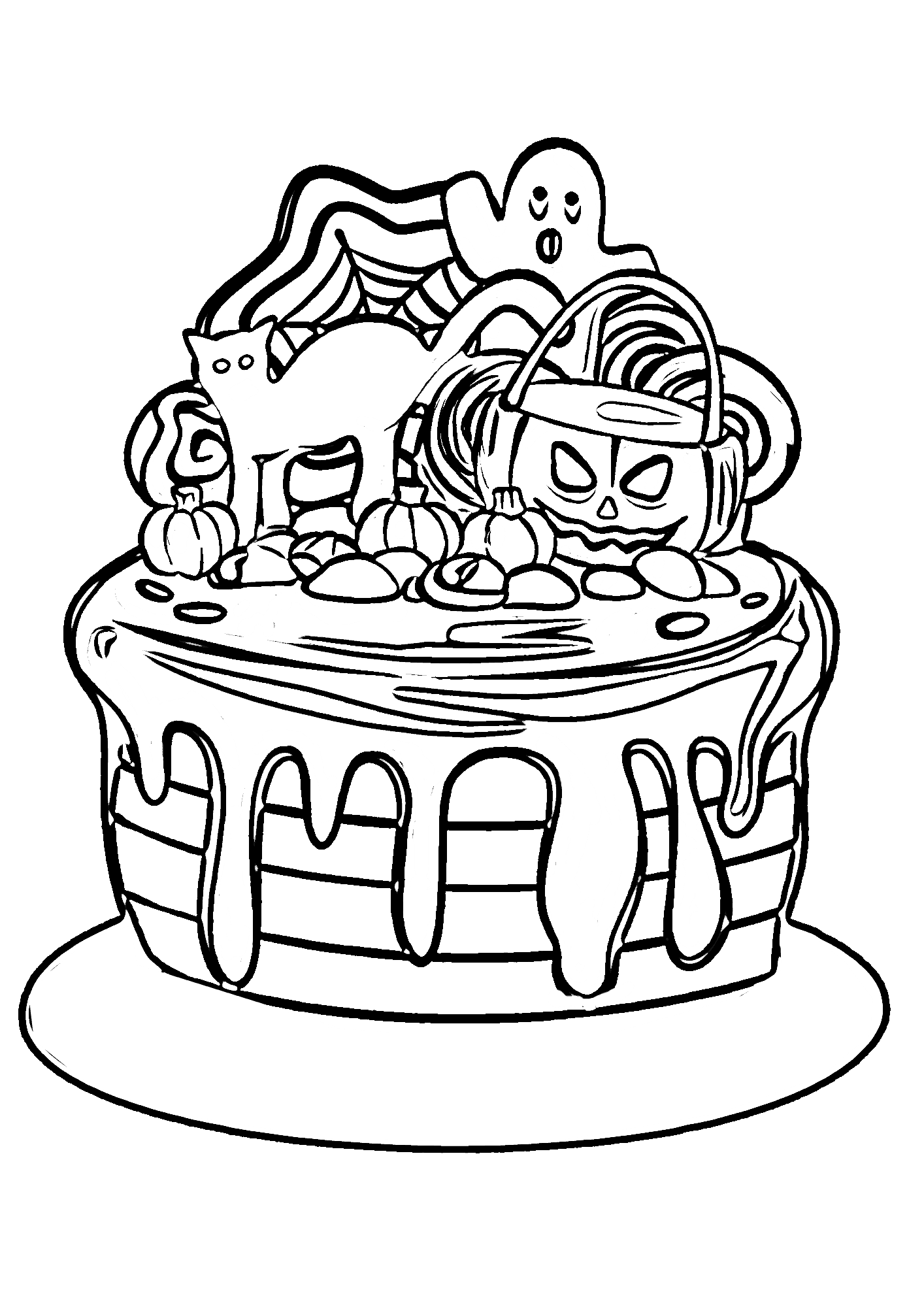 Halloween Party Cake Coloring Pages