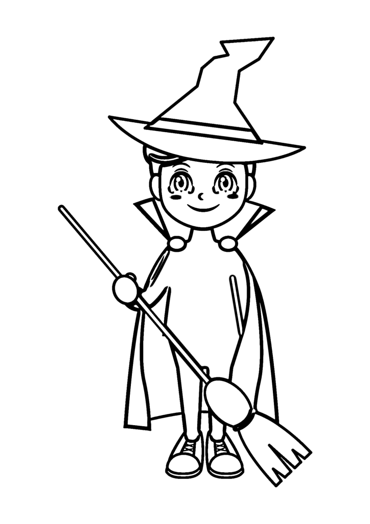 Halloween Party With Boy Coloring Pages