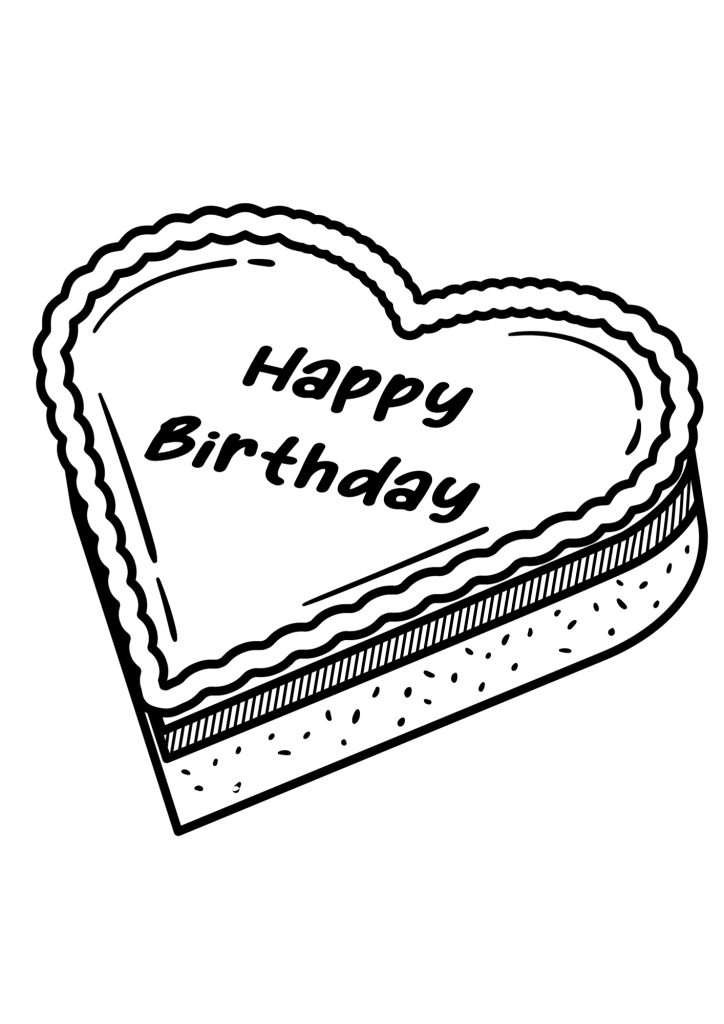Happy Birthday Beautiful Cake Coloring Page