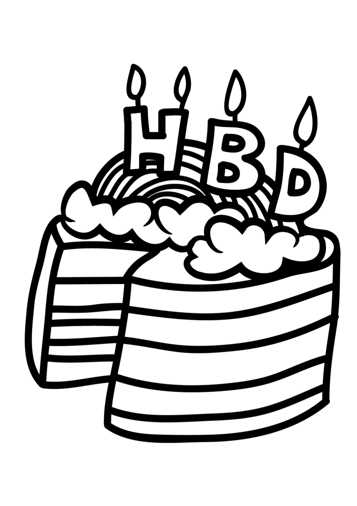 Happy Birthday Cake With Candles Coloring Page