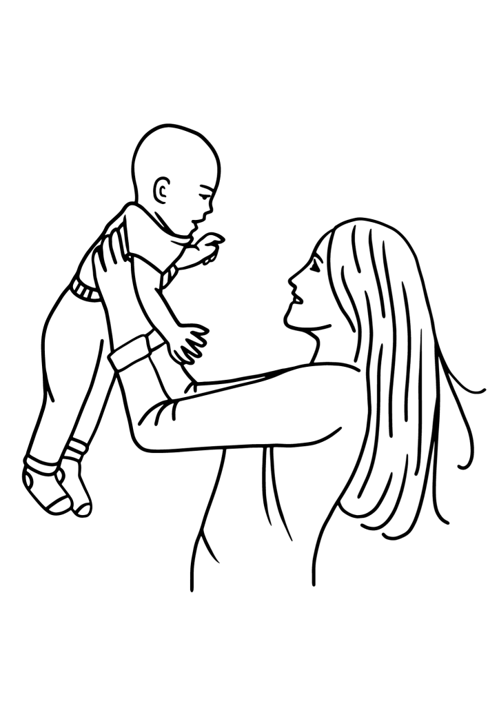Happy Birthday To Boy And Mommy Coloring Page