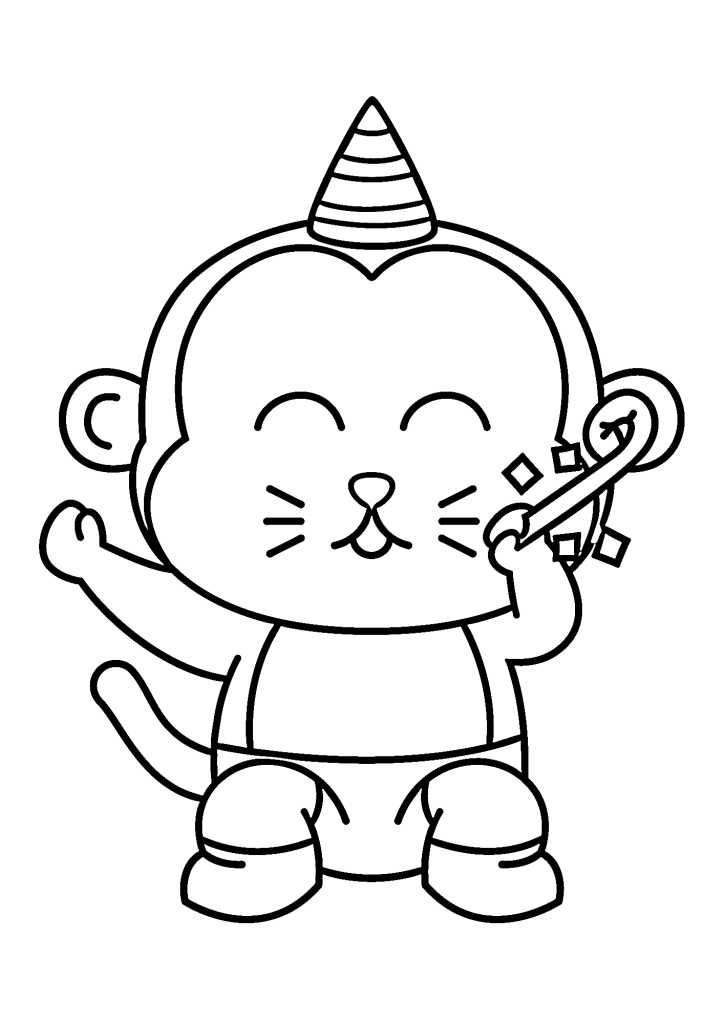 Happy Birthday To Monkey Coloring Page