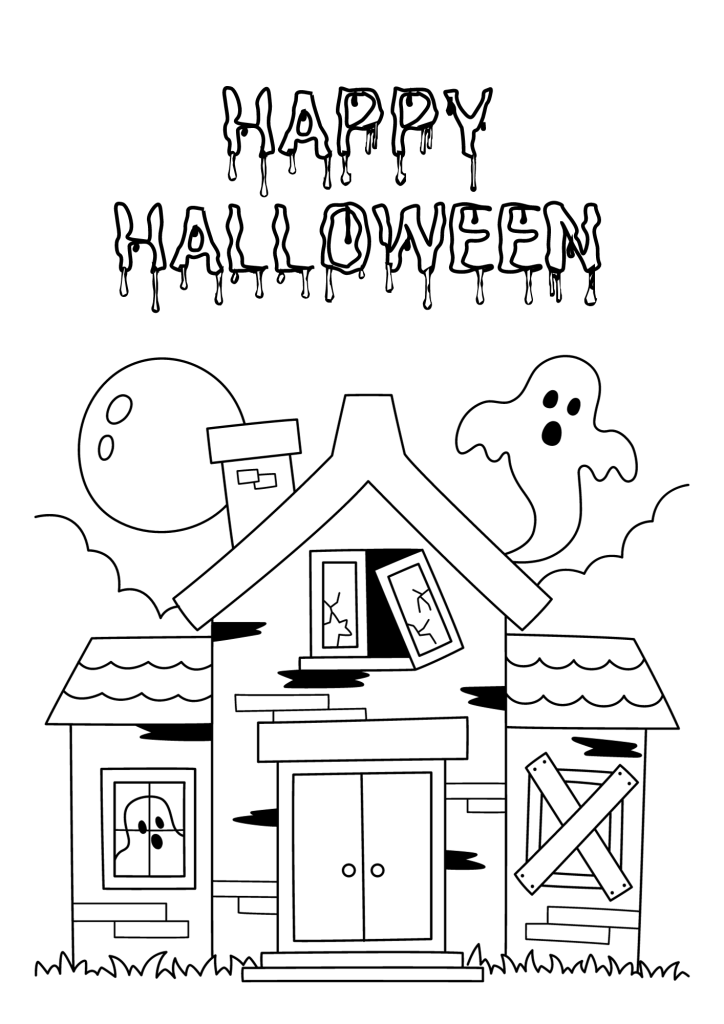 Happy Halloween House Coloring Pages