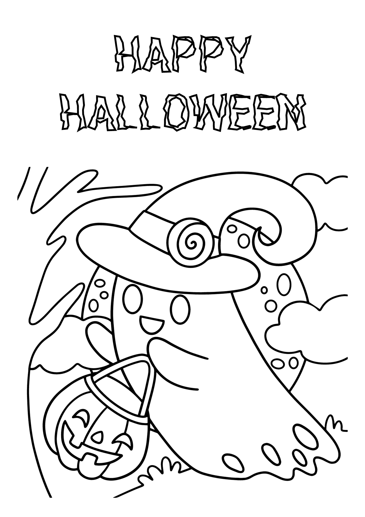 Happy Halloween Pictures Coloring Page