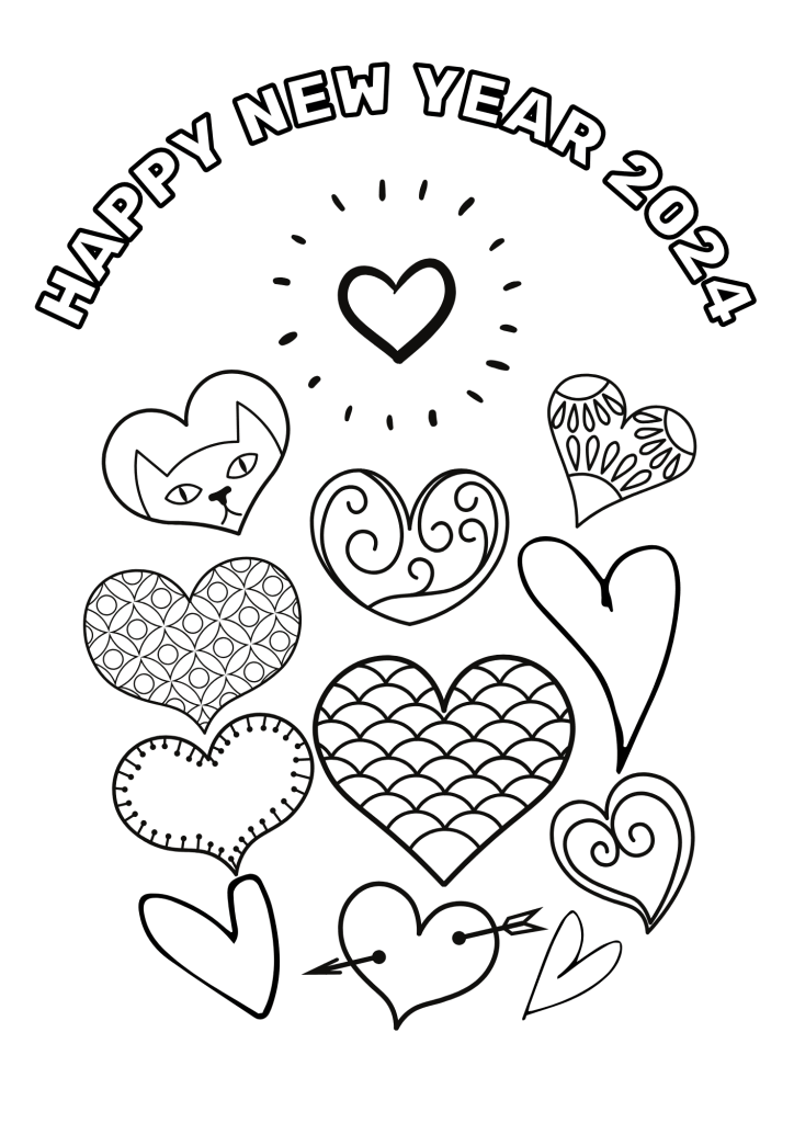 Happy New Year 2024 For Children Coloring Pages