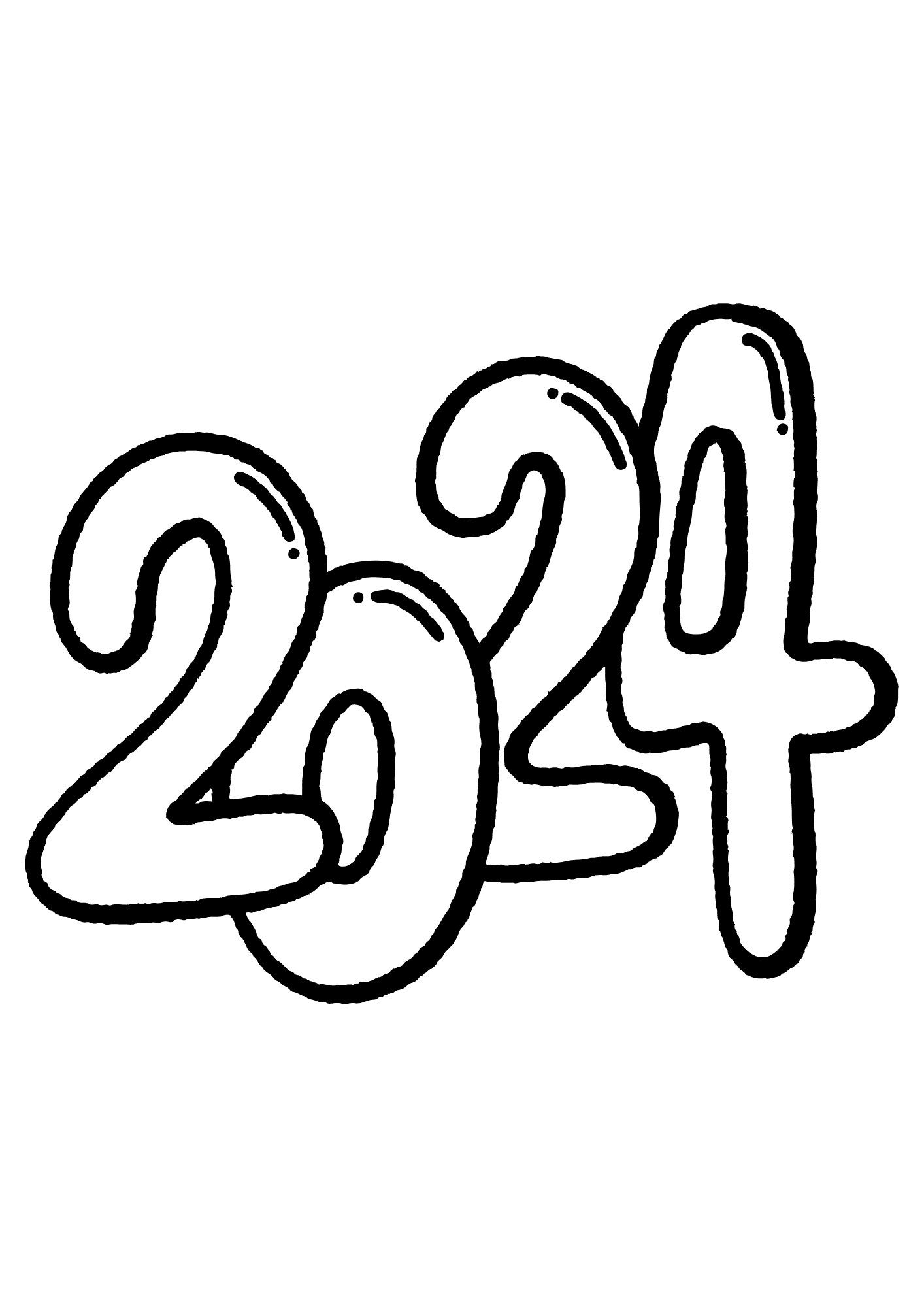 Happy New Year 2024 Picture Coloring Page