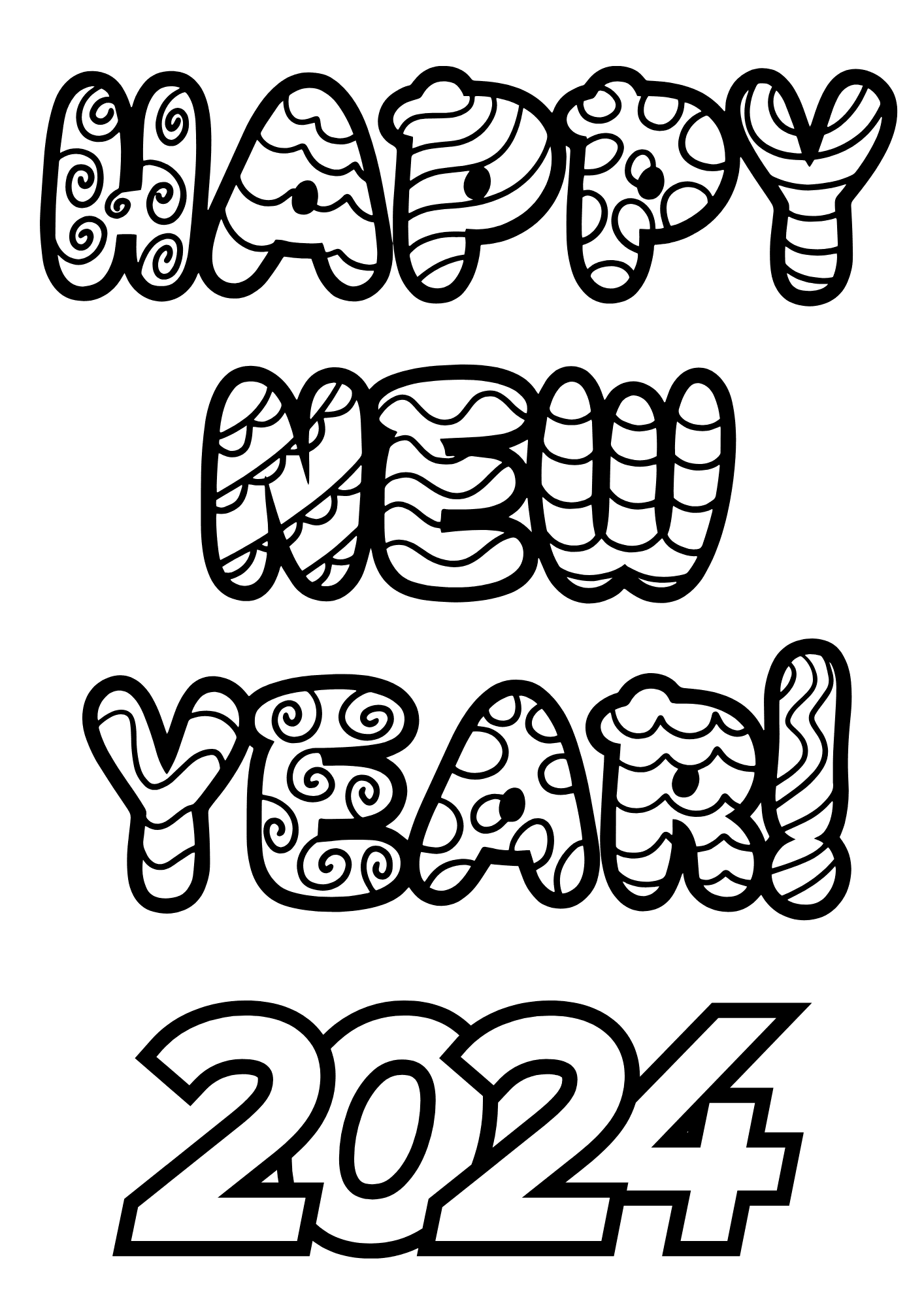 Happy New Year 2024 To Color