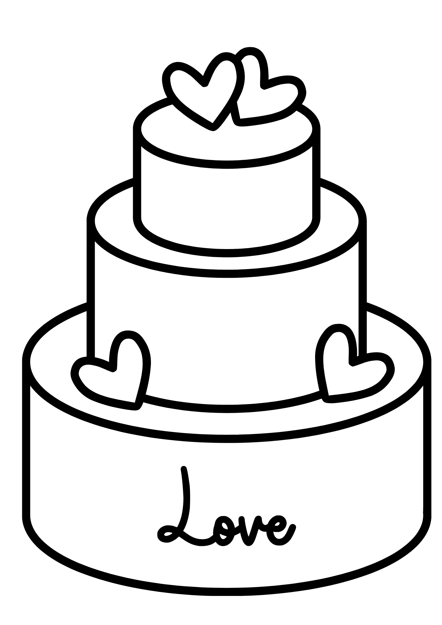 Heart Wedding Cake Drawing Coloring Page