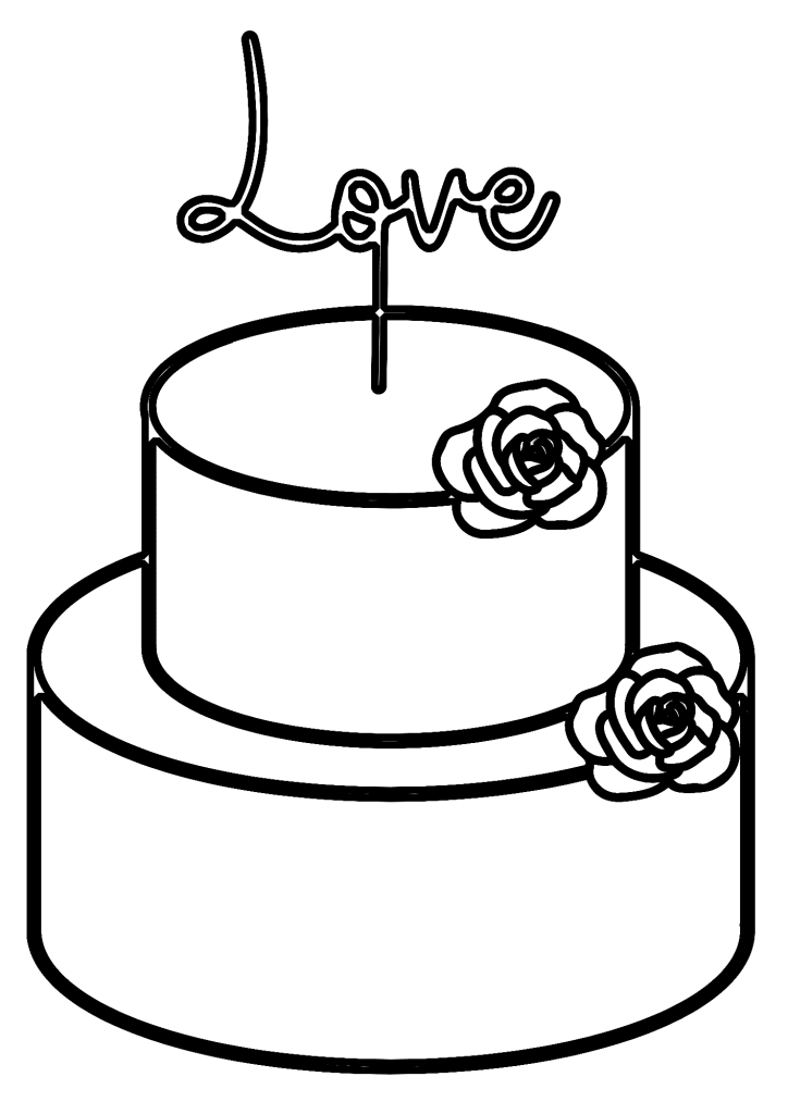 Love Wedding Cake Drawing Coloring Page