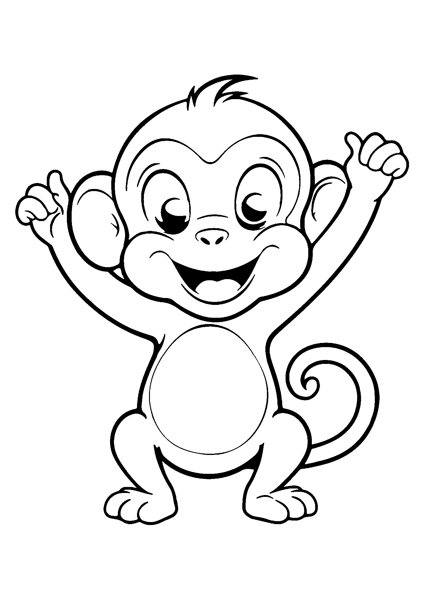 Monkey Cartoon Free Coloring Page